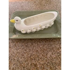 Vintage Duck with Ducklings Candy Dish Dip Bowl Planter